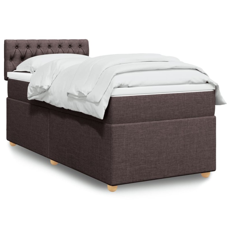 Boxspringbett mit Matratze Dunkelbraun 90x190 cm Stoff