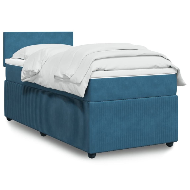 Boxspringbett mit Matratze Blau 90x190 cm Samt