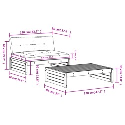 2-tlg. Garten-Lounge-Set mit Kissen Massivholz Douglasie