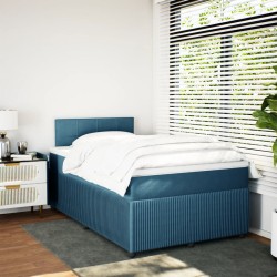 Boxspringbett mit Matratze Blau 120x190 cm Samt