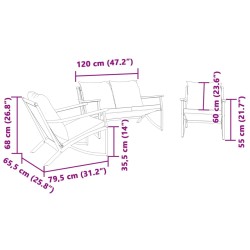 3-tlg. Balkonmöbel-Set mit Kissen Schwarz Stahl