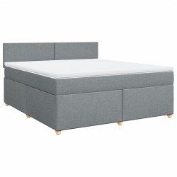 Boxspringbett mit Matratze Hellgrau 180x200 cm Stoff