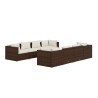 9-tlg. Garten-Lounge-Set mit Kissen Poly Rattan Braun