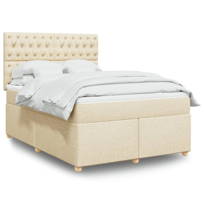 Boxspringbett mit Matratze Creme 140x190 cm Stoff