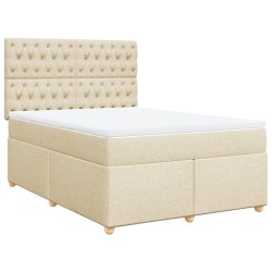 Boxspringbett mit Matratze Creme 140x190 cm Stoff