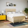 Boxspringbett mit Matratze Creme 140x190 cm Stoff