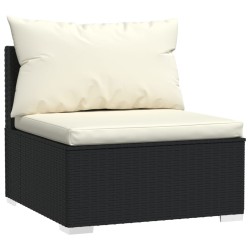 8-tlg. Garten-Lounge-Set mit Kissen Poly Rattan Schwarz