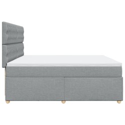 Boxspringbett mit Matratze Hellgrau 200x200 cm Stoff