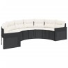 Gartensofa mit Tisch und Kissen Halbrund Schwarz Poly-Rattan