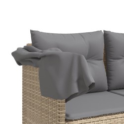 5-tlg. Garten-Sofagarnitur mit Kissen Beige Poly Rattan