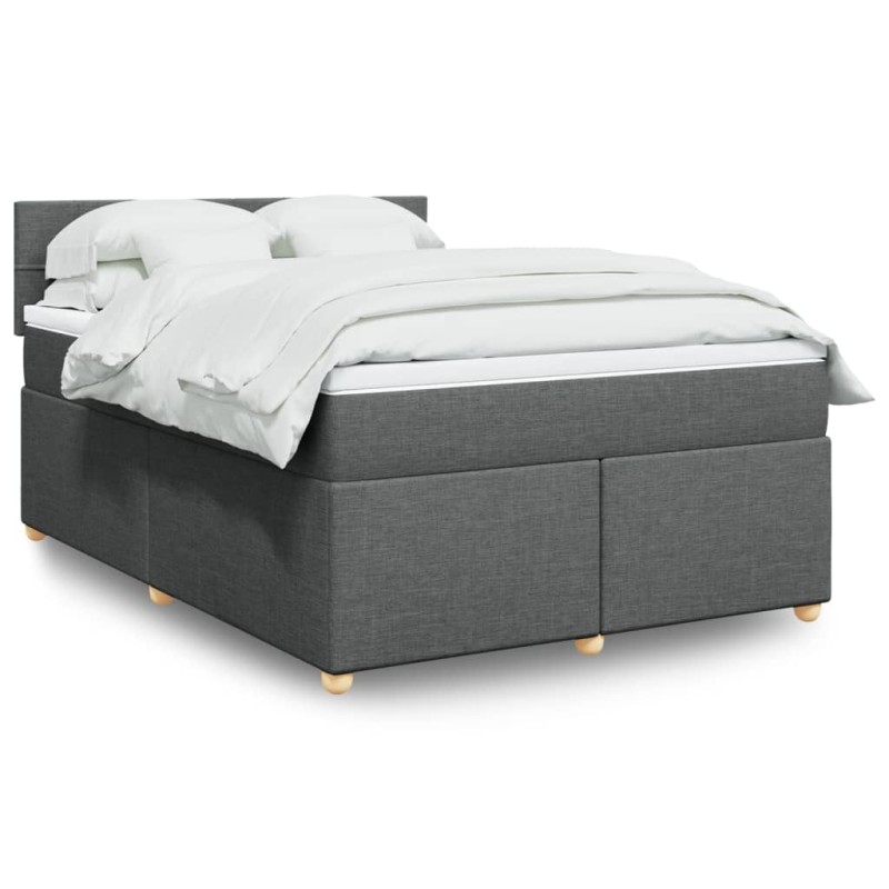 Boxspringbett mit Matratze Dunkelgrau 140x190 cm Stoff