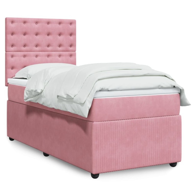 Boxspringbett mit Matratze Rosa 90x190 cm Samt