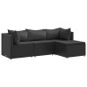 4-tlg. Garten-Lounge-Set mit Kissen Schwarz Poly Rattan