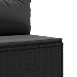 4-tlg. Garten-Lounge-Set mit Kissen Schwarz Poly Rattan