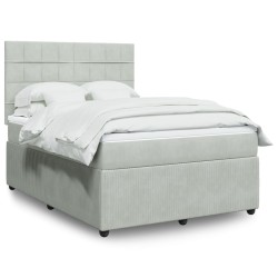 Boxspringbett mit Matratze Hellgrau 140x190 cm Samt