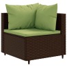 6-tlg. Garten-Lounge-Set mit Kissen Braun Poly Rattan