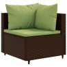 10-tlg. Garten-Lounge-Set mit Kissen Braun Poly Rattan