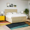 Boxspringbett mit Matratze Creme 200x200 cm Stoff