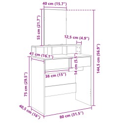 Schminktisch mit Spiegel Sonoma-Eiche 80x41x144,5 cm