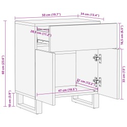 Nachttisch 50x34x60 cm Raues Massives Mangoholz