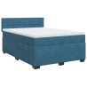 Boxspringbett mit Matratze Dunkelblau 140x190 cm Samt