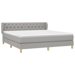 Boxspringbett mit Matratze Hellgrau 160x200 cm Stoff