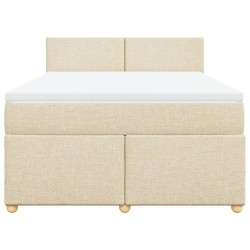 Boxspringbett mit Matratze Creme 140x200 cm Stoff