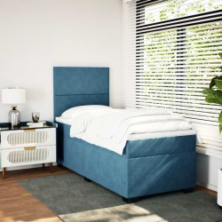 Boxspringbett mit Matratze Blau 90x190 cm Samt