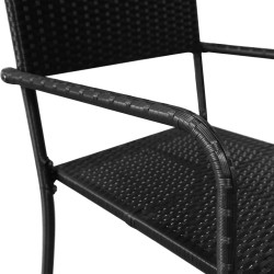 Garten-Essstühle 2 Stk. Stapelbar Schwarz Poly Rattan