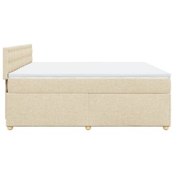 Boxspringbett mit Matratze Creme 200x200 cm Stoff