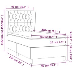 Boxspringbett mit Matratze Schwarz 90x200 cm Stoff