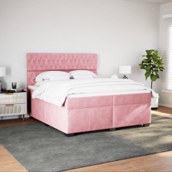 Boxspringbett mit Matratze Rosa 200x200 cm Samt