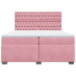 Boxspringbett mit Matratze Rosa 200x200 cm Samt