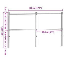 Kopfteil Räuchereiche 140 cm Holzwerkstoff und Stahl