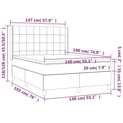 Boxspringbett mit Matratze Dunkelblau 140x190 cm Samt