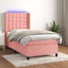 Boxspringbett mit Matratze & LED Rosa 100x200 cm Samt