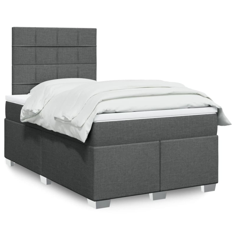 Boxspringbett mit Matratze Dunkelgrau 120x190 cm Stoff