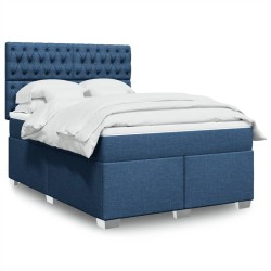 Boxspringbett mit Matratze Blau 140x190 cm Stoff