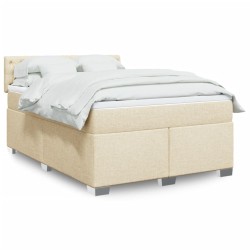 Boxspringbett mit Matratze Creme 140x190 cm Stoff