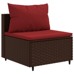 9-tlg. Garten-Sofagarnitur mit Kissen Braun Poly Rattan