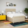 Boxspringbett mit Matratze Creme 140x200 cm Stoff