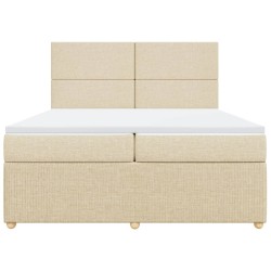 Boxspringbett mit Matratze Creme 200x200 cm Stoff