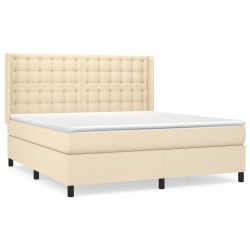 Boxspringbett mit Matratze Creme 180x200 cm Stoff