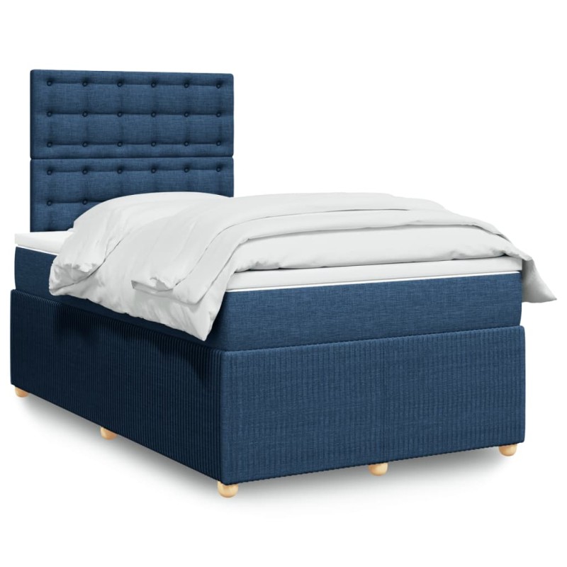 Boxspringbett mit Matratze Blau 120x200 cm Stoff