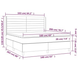 Boxspringbett mit Matratze & LED Taupe 160x200 cm Stoff