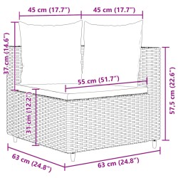 10-tlg. Garten-Sofagarnitur mit Kissen Grau Poly Rattan