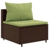 5-tlg. Garten-Sofagarnitur mit Kissen Braun Poly Rattan