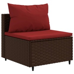 6-tlg. Garten-Sofagarnitur mit Kissen Braun Poly Rattan