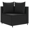 3-tlg. Garten-Sofagarnitur mit Kissen Schwarz Poly Rattan