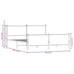 Metallbett ohne Matratze Braun Eichen-Optik 193x203 cm